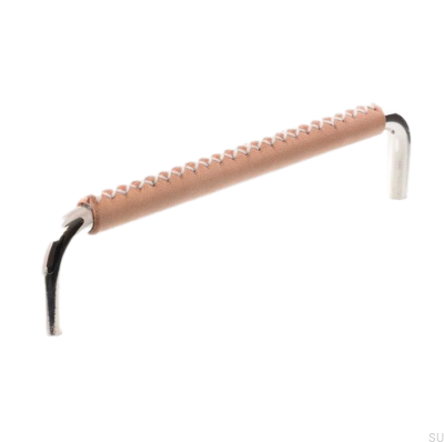 Länglicher Möbelgriff 7353 96 Poliertes Nickel mit Leder