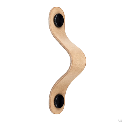 Länglicher Möbelgriff Pin-Pin Leder mit schwarz