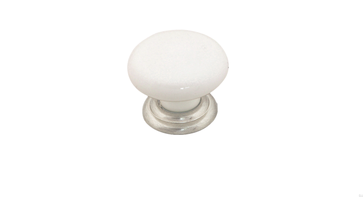 SP65-34White/ZN21--Gałka-meblowa-SP65-Porcelanowa-Biała-ze-Srebrnym-Siro-Skandynawskie-Uchwyty_1