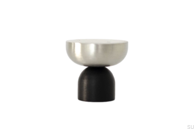 Kokeshi Mix 3032 schwarzer Möbelknopf aus Aluminium mit gebürstetem Stahl