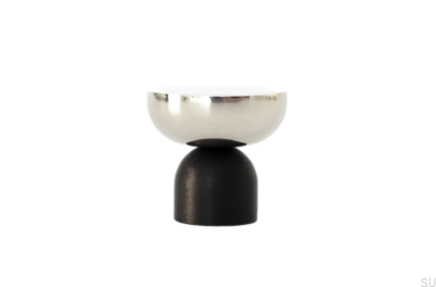 Kokeshi Mix 3032 Möbelknopf aus schwarzem Aluminium mit poliertem Stahl