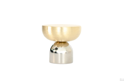 Kokeshi Mix 3032 Möbelknopf Polierter Stahl mit gebürstetem Messing