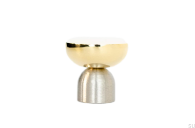 Kokeshi Mix 3032 Möbelknopf aus gebürstetem Stahl mit poliertem Messing
