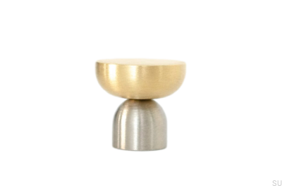 Kokeshi Mix 3032 Möbelknopf aus gebürstetem Stahl mit gebürstetem Messing