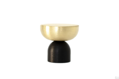 Kokeshi Mix 3032 Möbelknopf, Aluminium, Schwarz mit gebürstetem Messing
