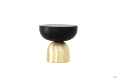 Kokeshi Mix 3032 Möbelknopf aus gebürstetem Messing, unlackiert mit schwarzem Aluminium