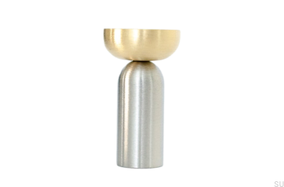 Kokeshi Mix Wandhalter 3052 aus gebürstetem Stahl mit gebürstetem Messing