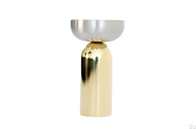 Kokeshi Mix Wandhalter 3052, poliertes Messing, unlackiert mit gebürstetem Stahl