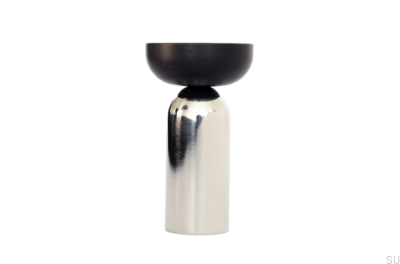 Kokeshi Mix 3052 Wandhalter aus poliertem Stahl mit schwarzem Aluminium