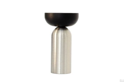 Kokeshi Mix 3052 Wandhalter aus gebürstetem Stahl mit schwarzem Aluminium