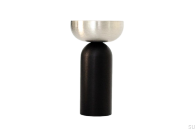 Kokeshi Mix 3052 Aluminium-Wandhalter in Schwarz mit gebürstetem Stahl