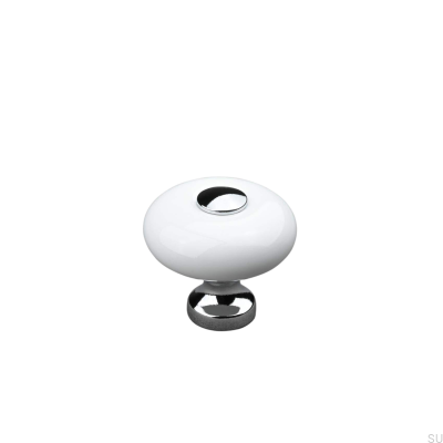 Tods 30 Porzellan-Möbelknopf in Weiß mit poliertem Chrom