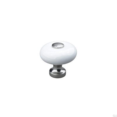 Tods 30 Porzellan-Möbelknopf in Weiß mit gebürstetem Gold