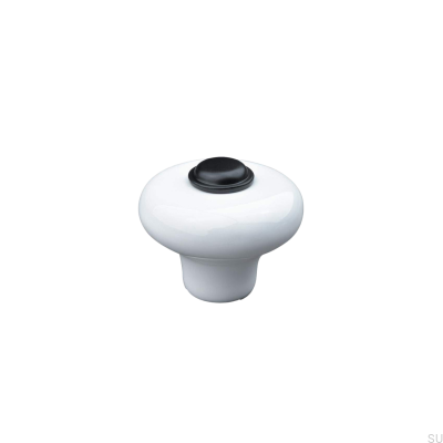 Verna 2024 36 Möbelknopf, Porzellan, Weiß und Schwarz