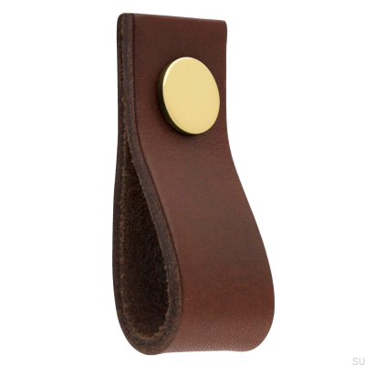 Loop Ari Ledermöbelknopf, Braun und Gold