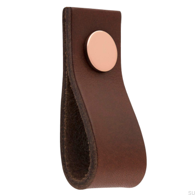 Loop Ari Möbelknopf Leder Braun mit Kupfer