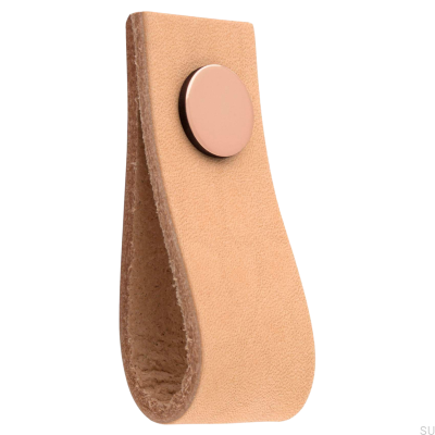 Loop Ari Ledermöbelknopf, Hellbraun mit Kupfer