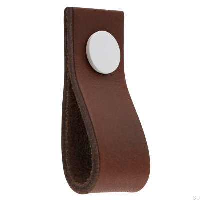 Loop Ari Ledermöbelknopf, Braun und Weiß