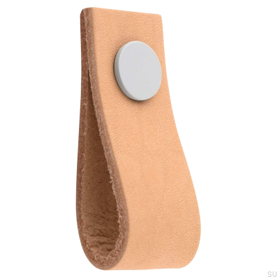 Loop Ari Ledermöbelknopf, Hellbraun mit Weiß