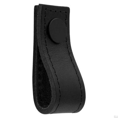 Möbelknopf Loop Avio Leder Schwarz mit Schwarz