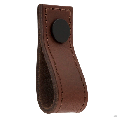 Loop Avio Möbelknopf aus braunem und schwarzem Leder