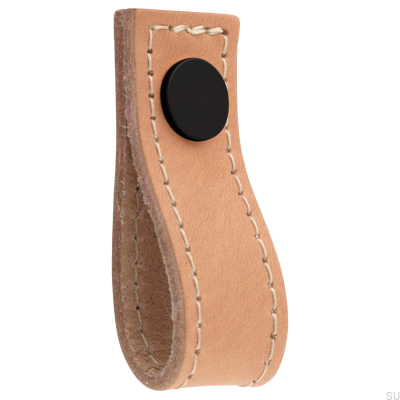 Loop Avio-Ledermöbelknopf, Hellbraun mit Schwarz