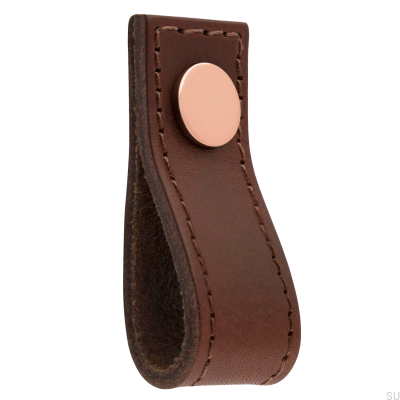 Loop Avio Möbelknopf aus braunem Leder mit Kupfer