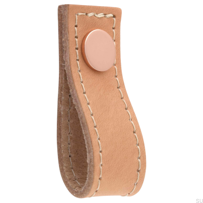 Loop-Möbelknopf aus Avio-Leder, Hellbraun mit Kupfer