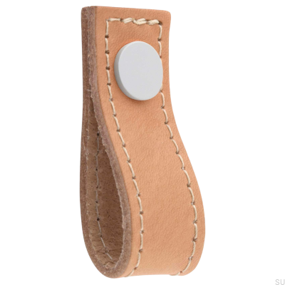 Loop Avio-Ledermöbelknopf, Hellbraun und Weiß