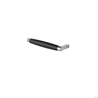 Hjo 128 länglicher Möbelgriff, mattschwarzes Metall mit Chrom