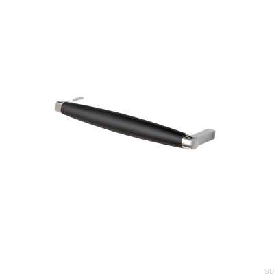 Hjo 192 länglicher Möbelgriff, mattschwarzes Metall mit Chrom