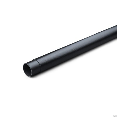 Garderobenstange Rod Swept 758 aus schwarzem Metall mit schwarzem Leder