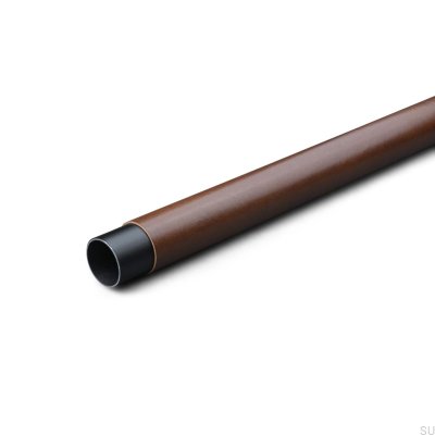 Garderobenstange Rod Swept 958 aus schwarzem Metall mit braunem Leder