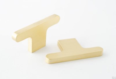 Möbelknopf Flat Line 12, Messing gebürstet, unlackiert
