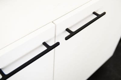 Länglicher Möbelgriff Flat Line 128 Aluminium Schwarz