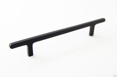 Länglicher Möbelgriff Flat Line 128 Aluminium Schwarz