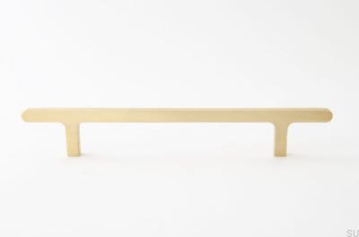 Flat Line 128 länglicher Möbelgriff, gebürstetes Messing, unlackiert