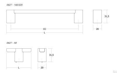 Fusion 320 Länglicher Möbelgriff aus schwarzem Titan 