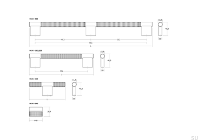 T-Bar Point Möbelknopf Aluminium Schwarz Titan 