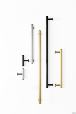 T-Bar Rille Mini Möbelknopf aus gebürstetem Gold aus Aluminium