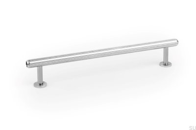 Rille Mini 160 länglicher Möbelgriff, poliertes Nickel