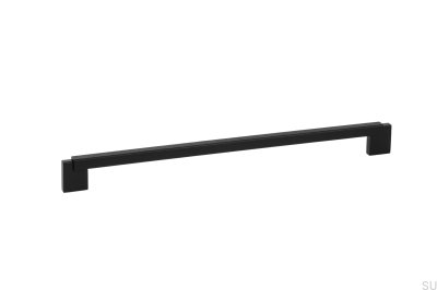 Länglicher Möbelgriff Duo Mini 320, Holz, Schwarz mit schwarzem Aluminium