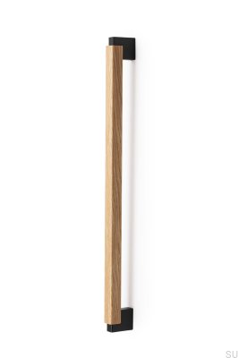 Länglicher Möbelgriff Duo Big 480, Holzeiche mit schwarzem Aluminium