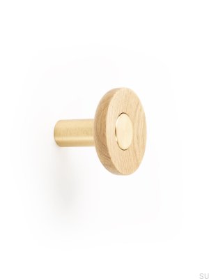 Zoot 60 Wandaufhänger aus Eichenholz mit goldgebürstetem Aluminium