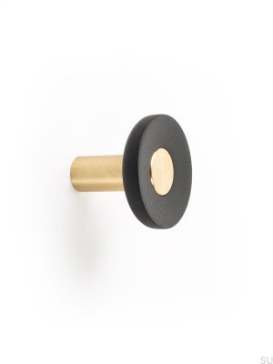 Zoot 60 Wandhalter aus schwarzem Holz mit goldgebürstetem Aluminium