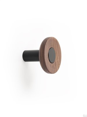 Zoot 60 Wandhalter aus Walnussholz mit mattschwarzem Aluminium