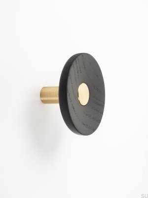 Zoot 90 Wandhalter aus schwarzem Holz mit goldgebürstetem Aluminium
