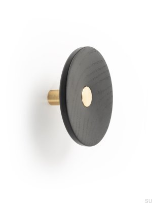 Zoot 120 Wandhalter aus mattschwarzem Holz mit goldgebürstetem Aluminium