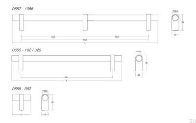 T-Bar Nobb Aluminium Silber gebürsteter Möbelknopf
