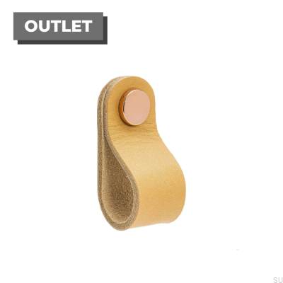 Loop Round 65 Möbelknopf, Naturleder mit Kupfer